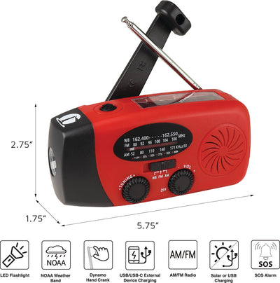 4 in 1 Dynamo Solar NOAA Weather Band Radio and Flashlight