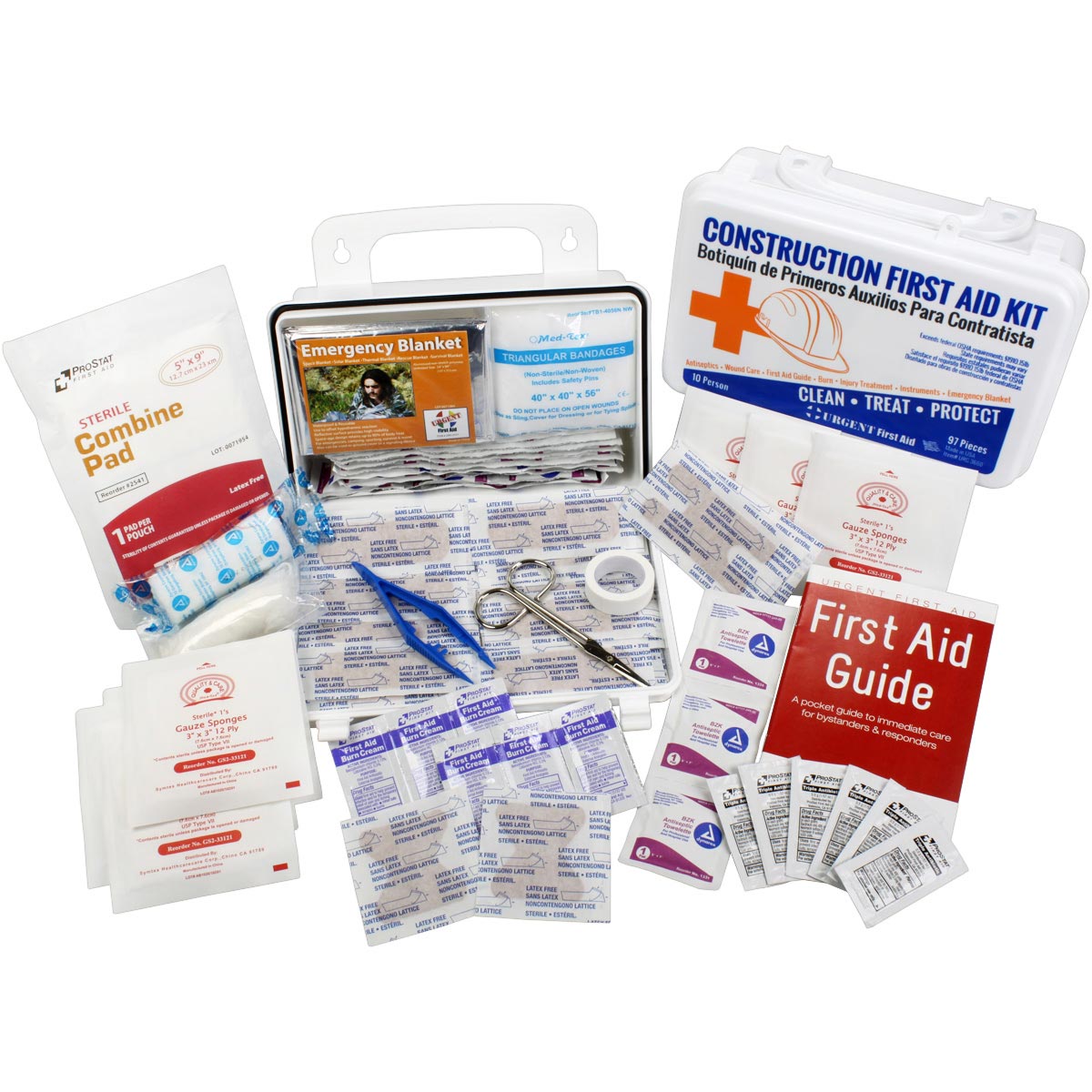Bilingual OSHA Contractors First Aid Kit for Job Sites up to 10 People