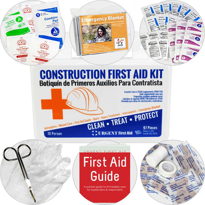 Bilingual OSHA Contractors First Aid Kit for Job Sites up to 10 People